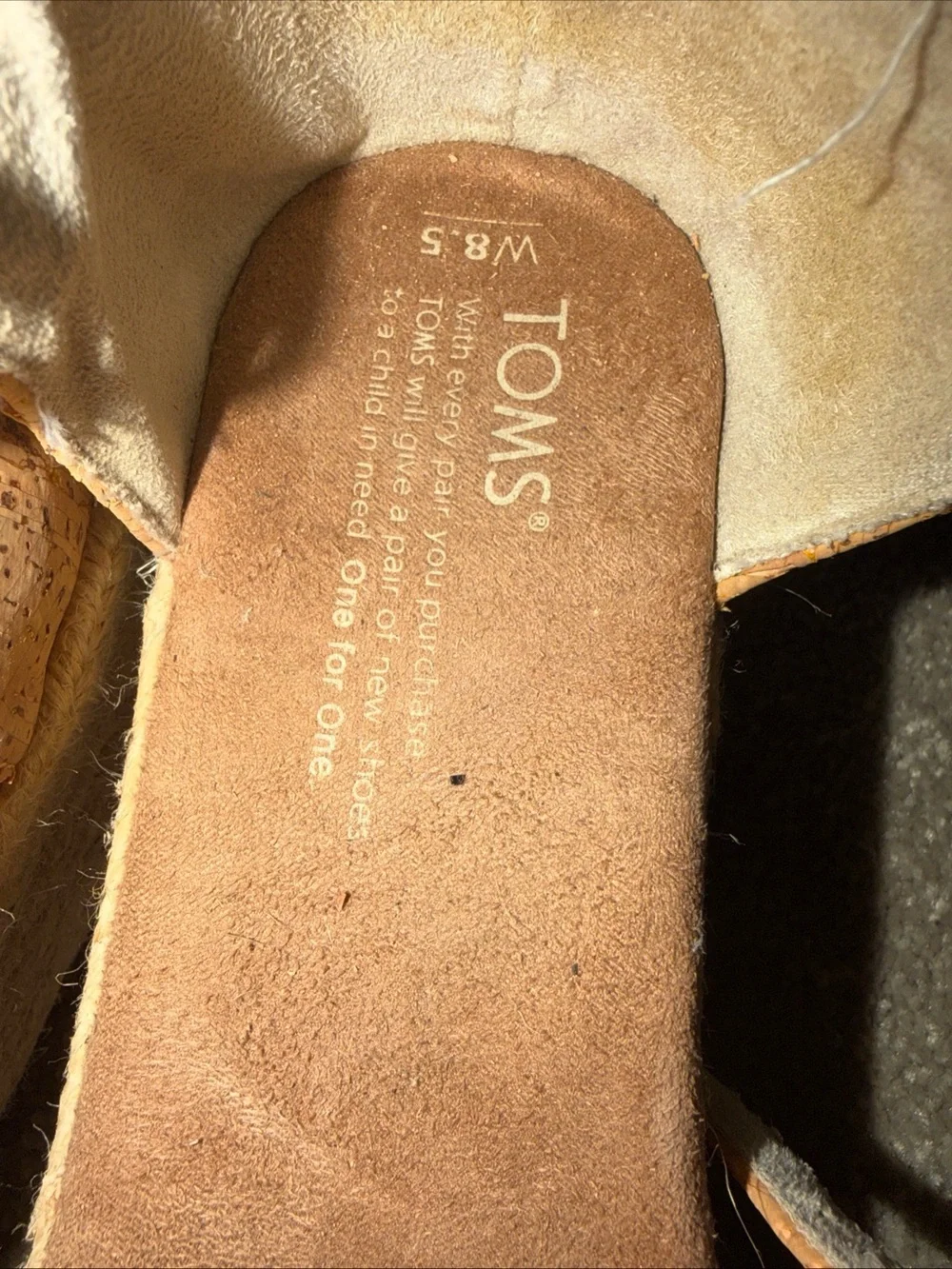 TOMS Women's Cork Espadrille Wedge Sandals - Natural 8.5
